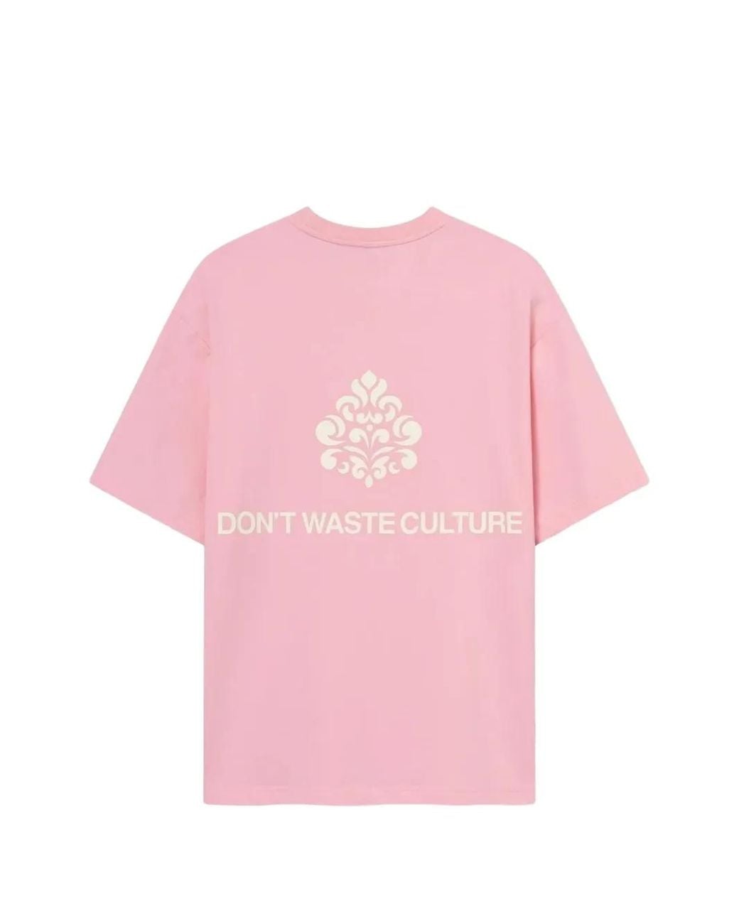 don't waste culture Pink Logo-Print Drop-Shoulder T-Shirt for men