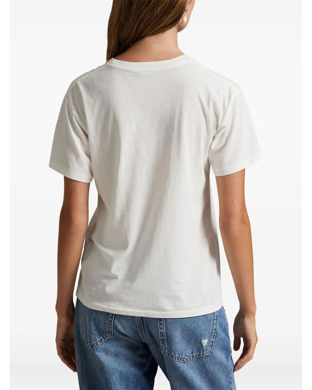 Polo Ralph Lauren White Short-Sleeved Knit T-Shirt With Graphic Bear Design
