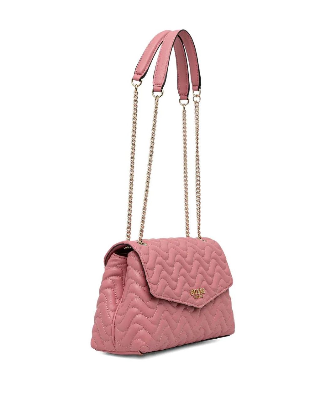 Guess Pink Quilted Chain-Strap Cross Body Bag
