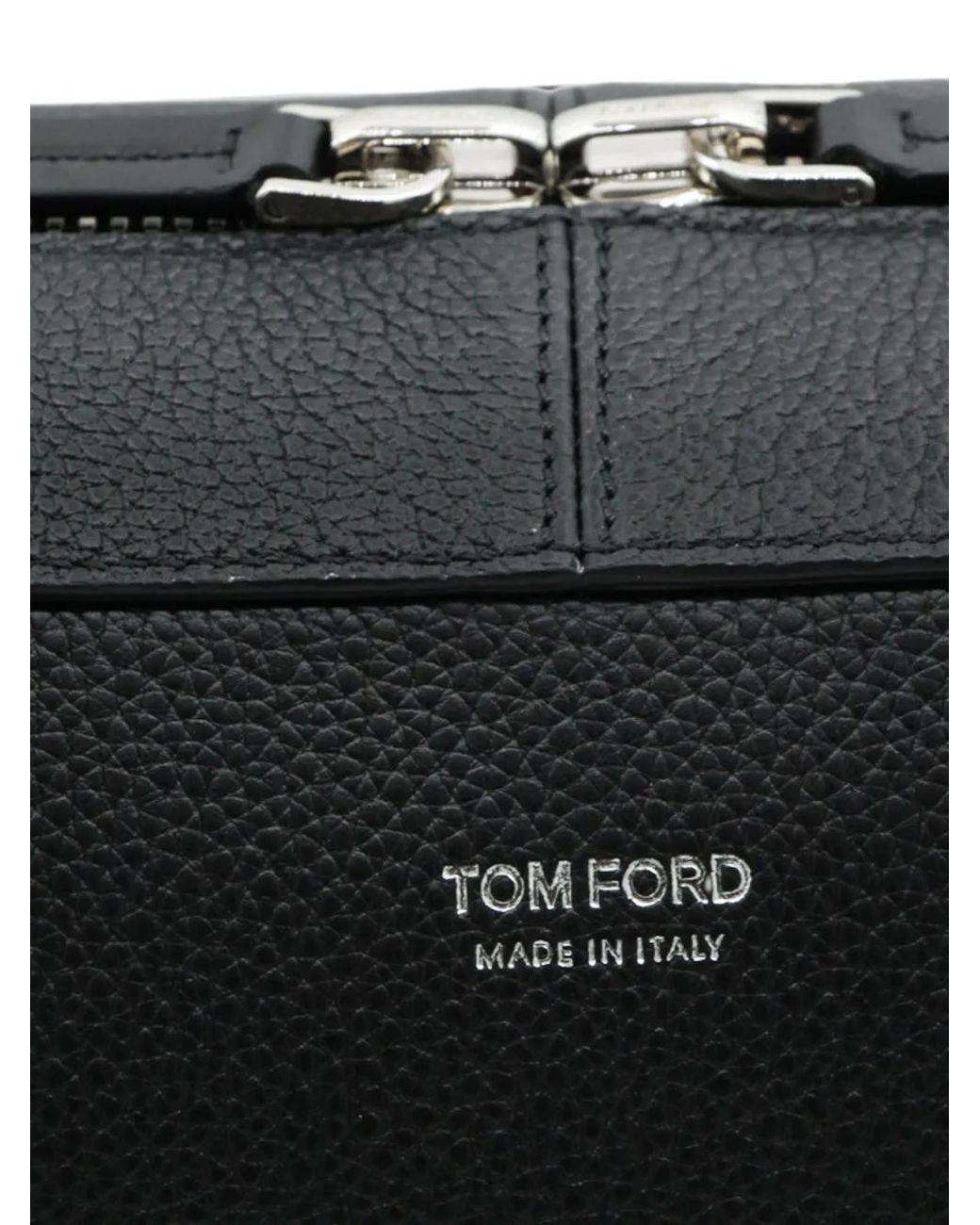 Tom Ford Black Grained Leather Tote Bag for men