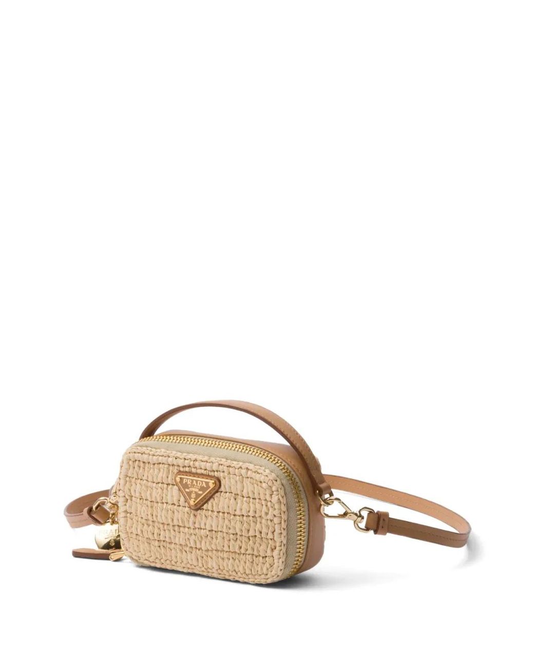 Prada Natural Leather Woven Mini Pouch