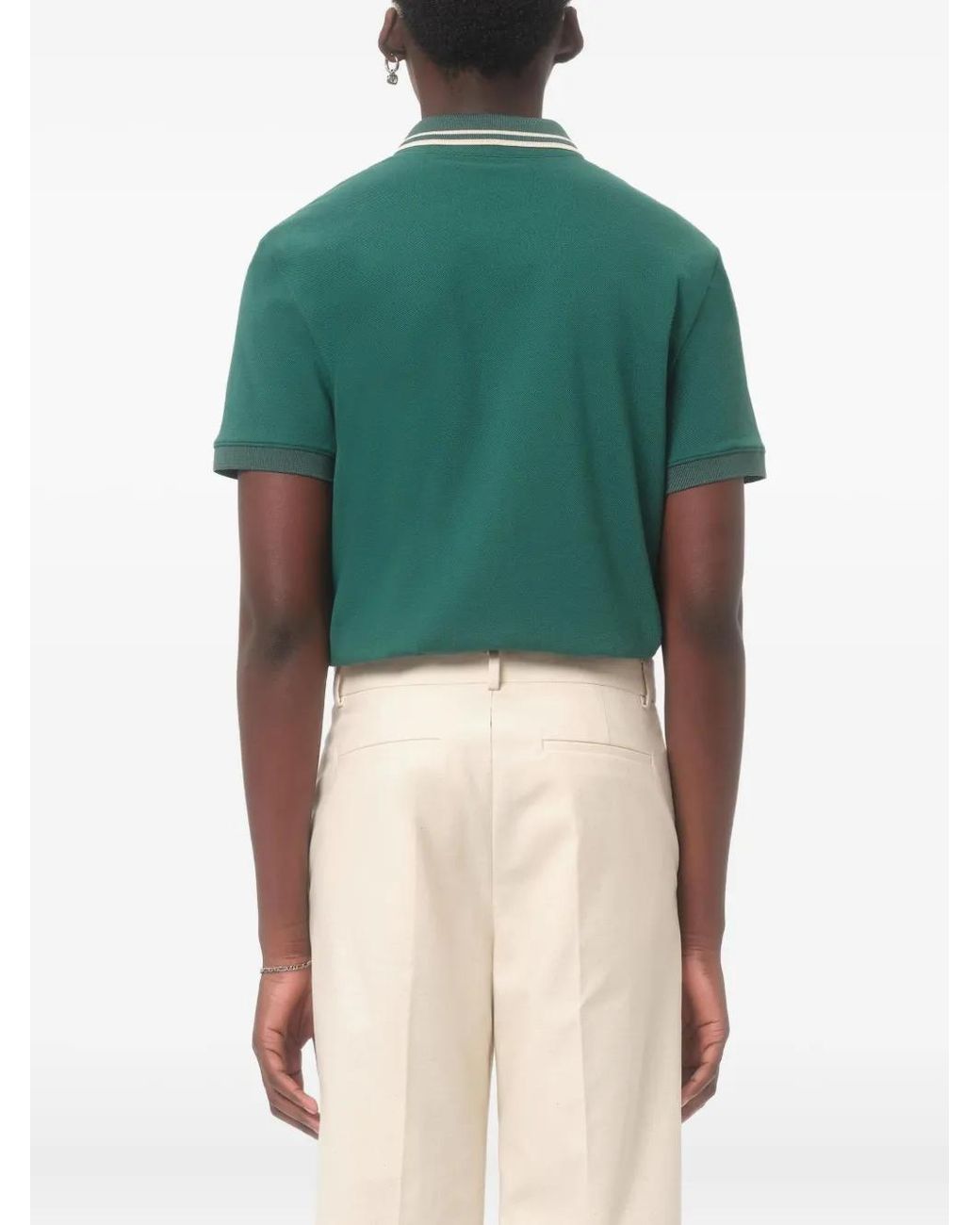 Valentino Garavani Green Contrast-Collar Polo Shirt for men
