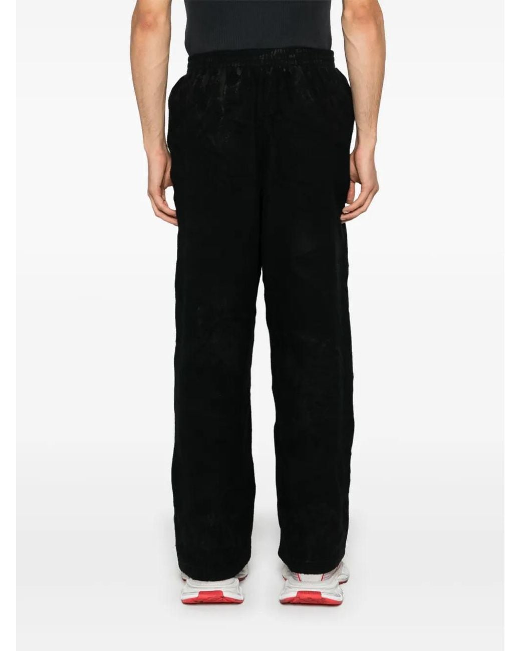 Balenciaga Black Crinkled-Effect Track Pants for men