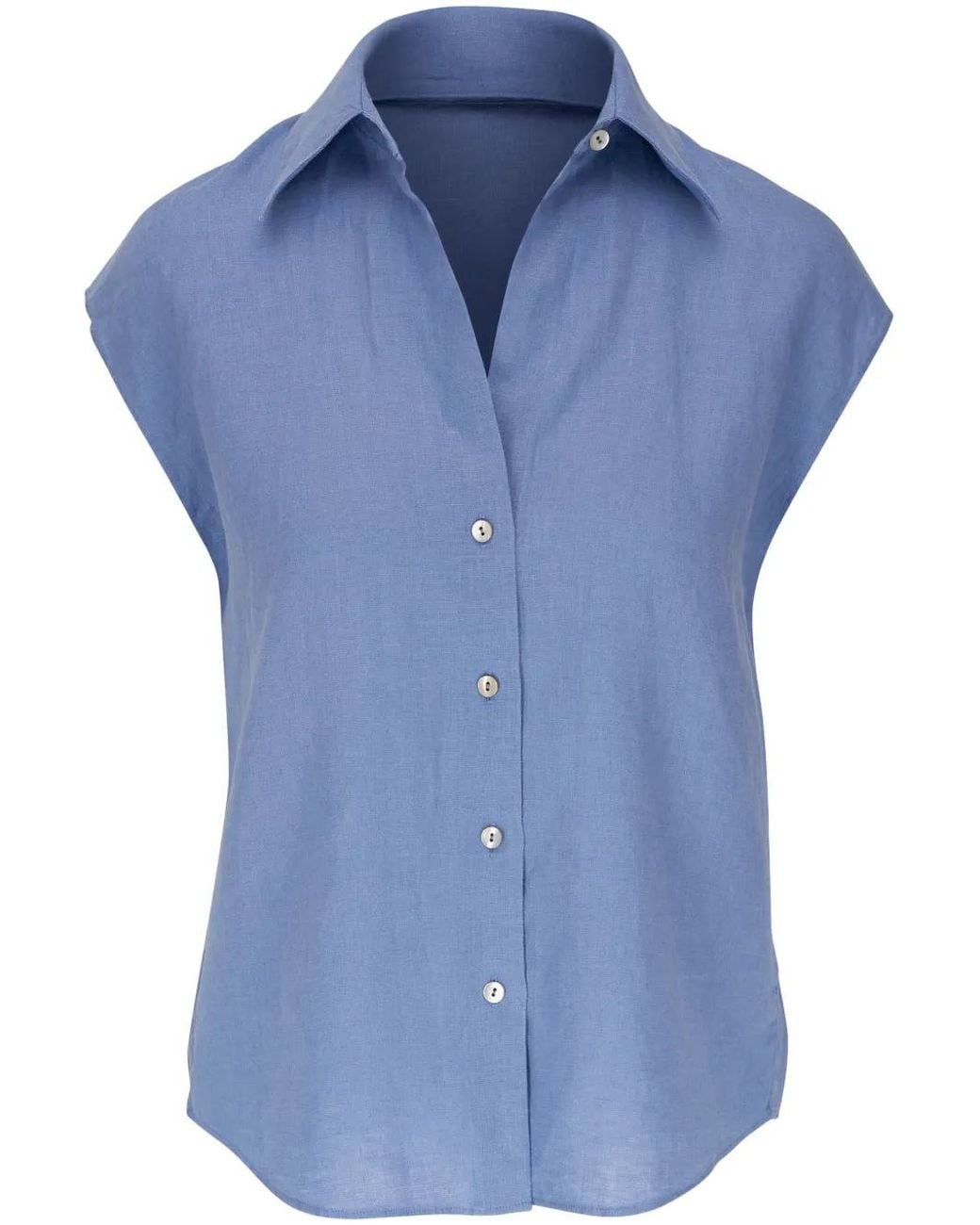 Vince Blue Sleeveless Linen Shirt