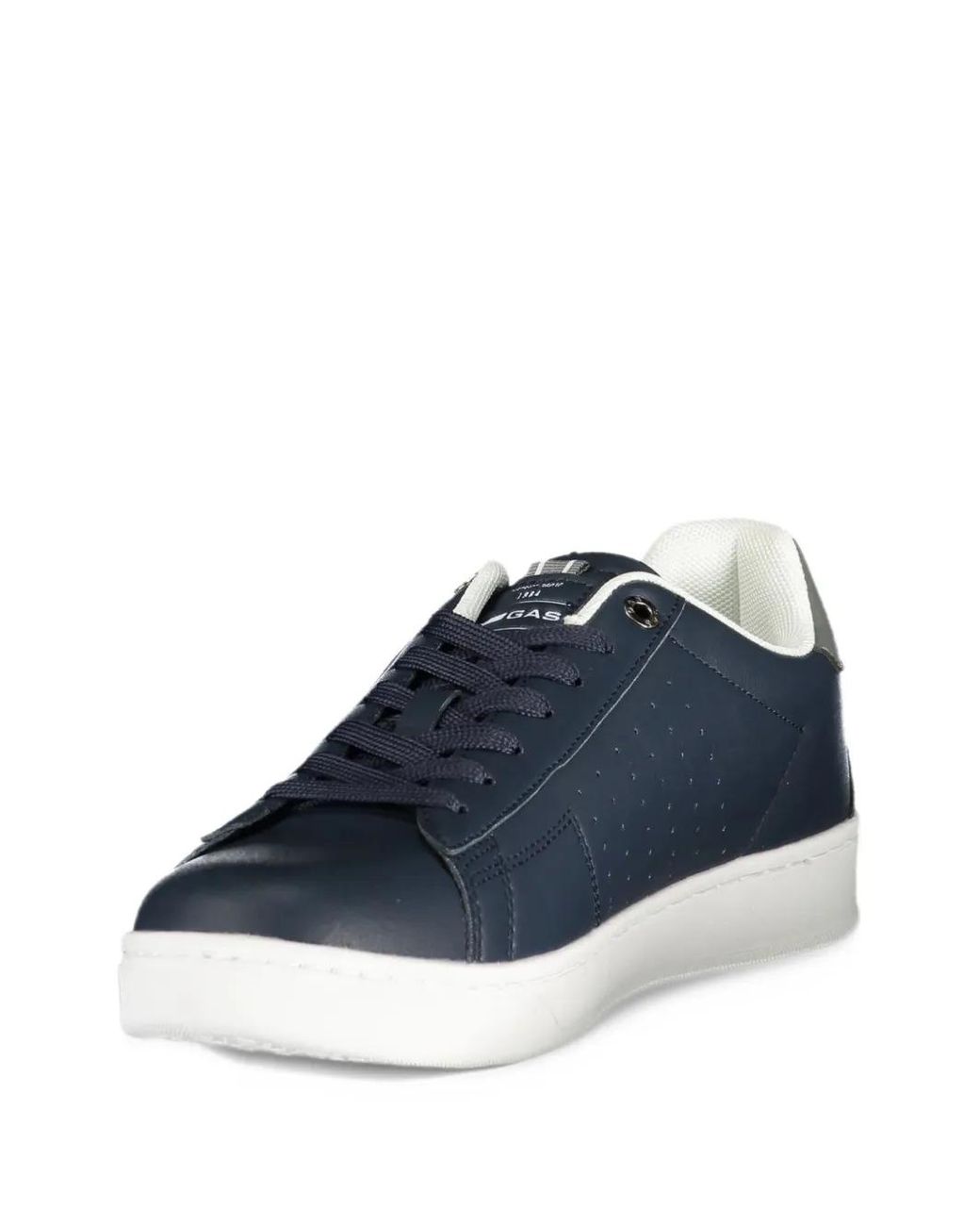 Gas Blue Perforated Logo-Patch Sneakers for men