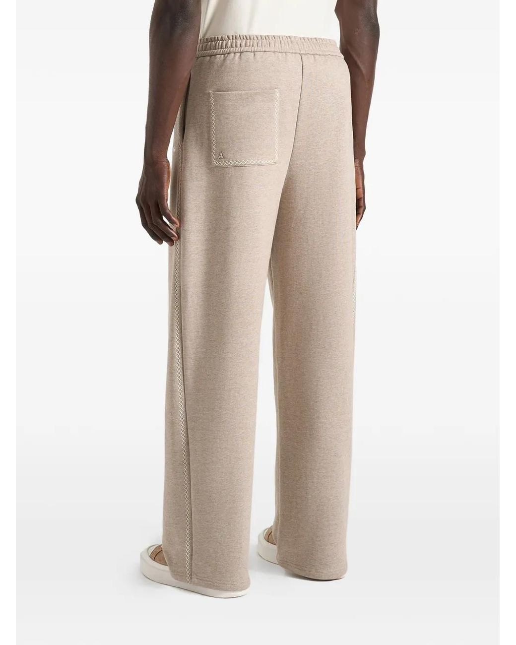 Manière De Voir Morgan Whipstitch Wide-Leg Track Pants in Natural | Lyst