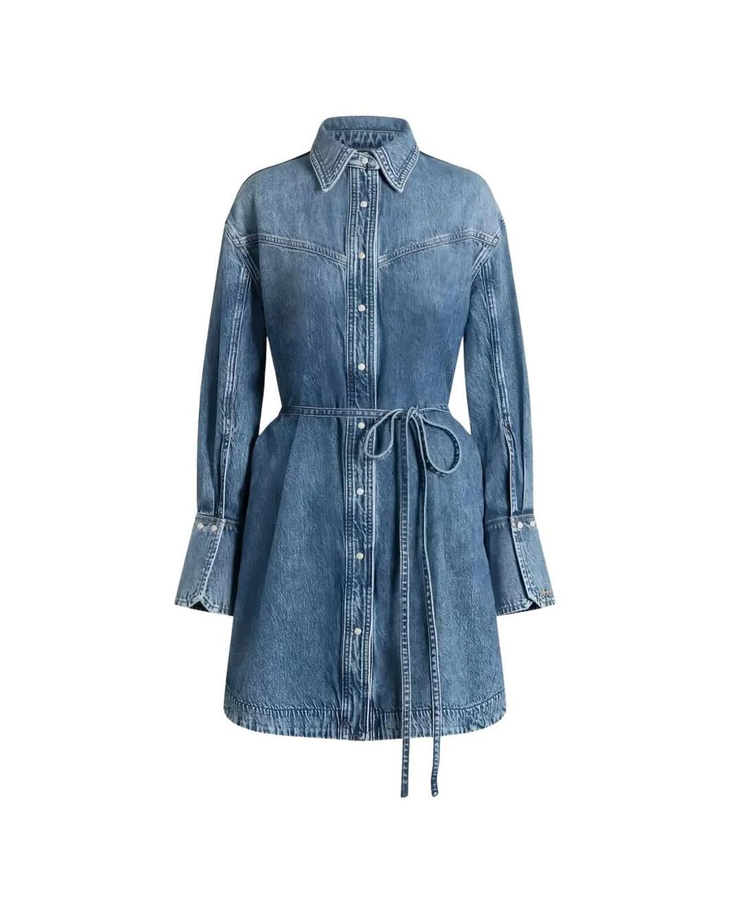 Boss Blue Mini Shirt Denim Dress