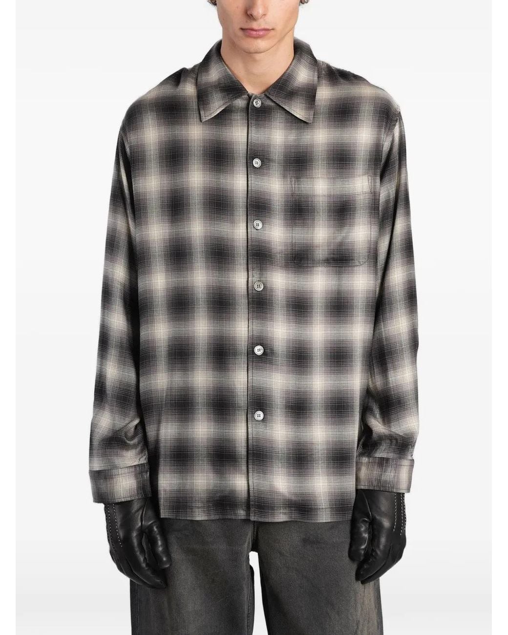 Our Legacy Gray Every Shirt Taos Check Saloon Tencel for men