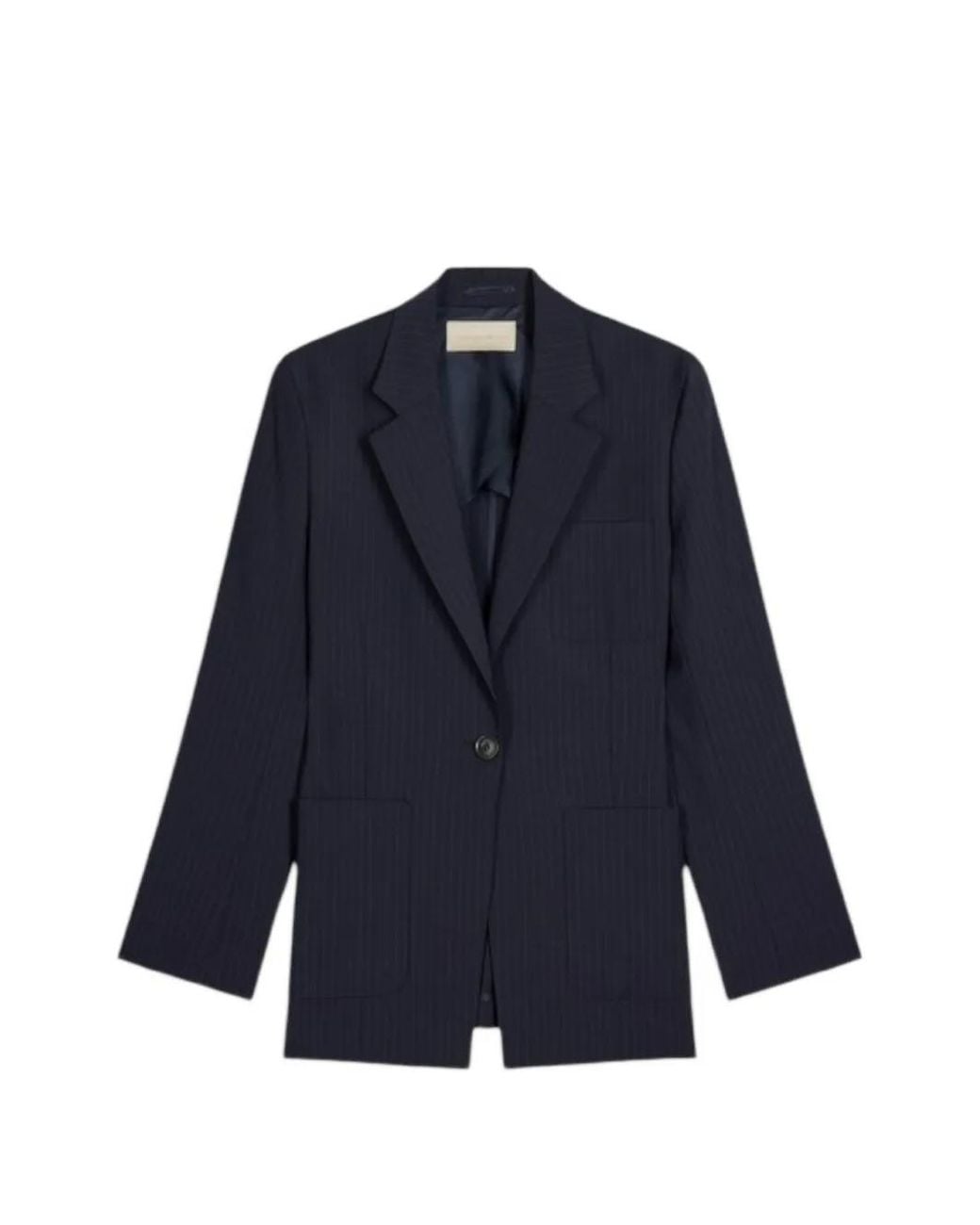 Vanessa Bruno Blue Pinstripe-Pattern Single-Breasted Blazer