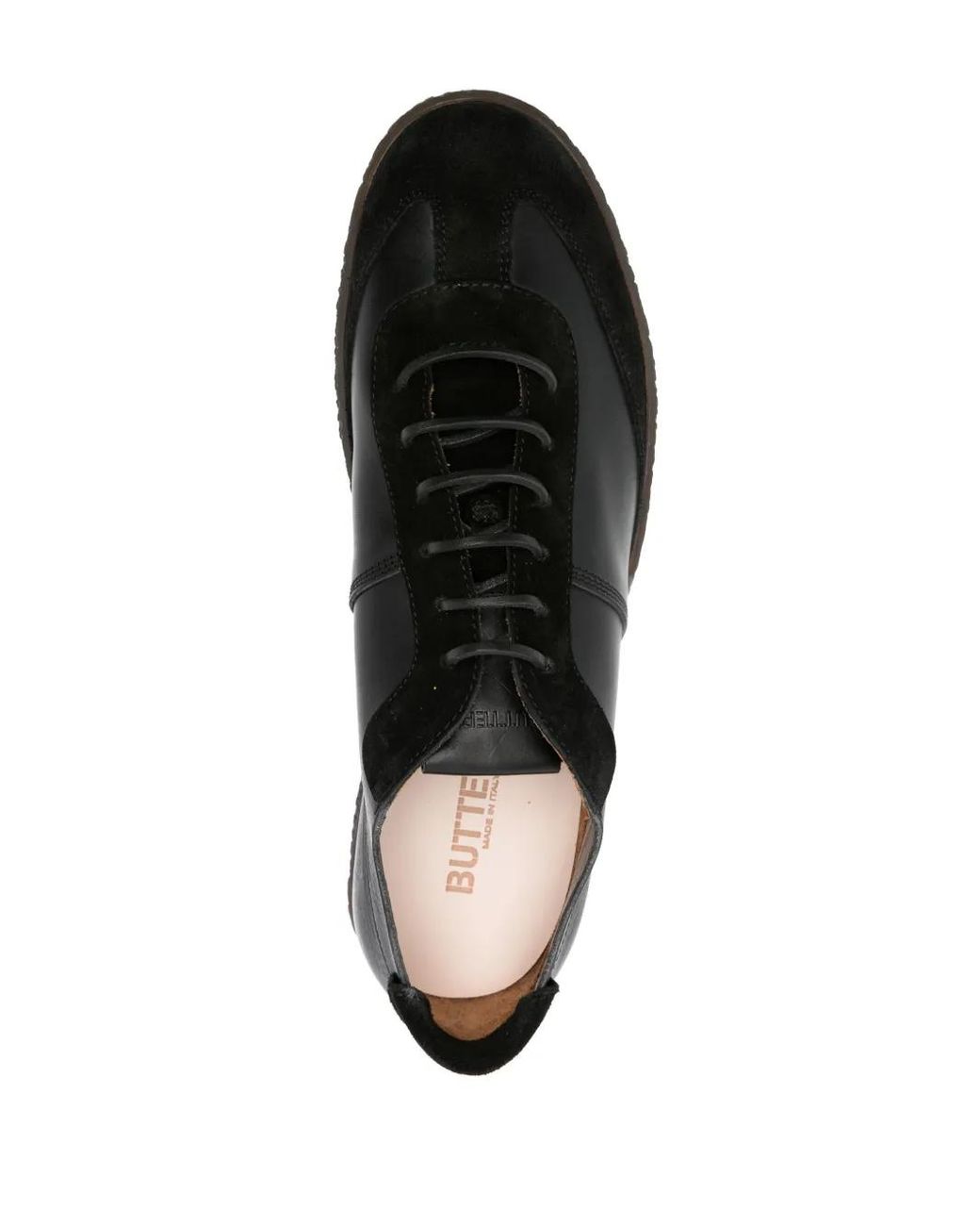 Buttero Black Logo-Embossed Leather Derby Shoes for men