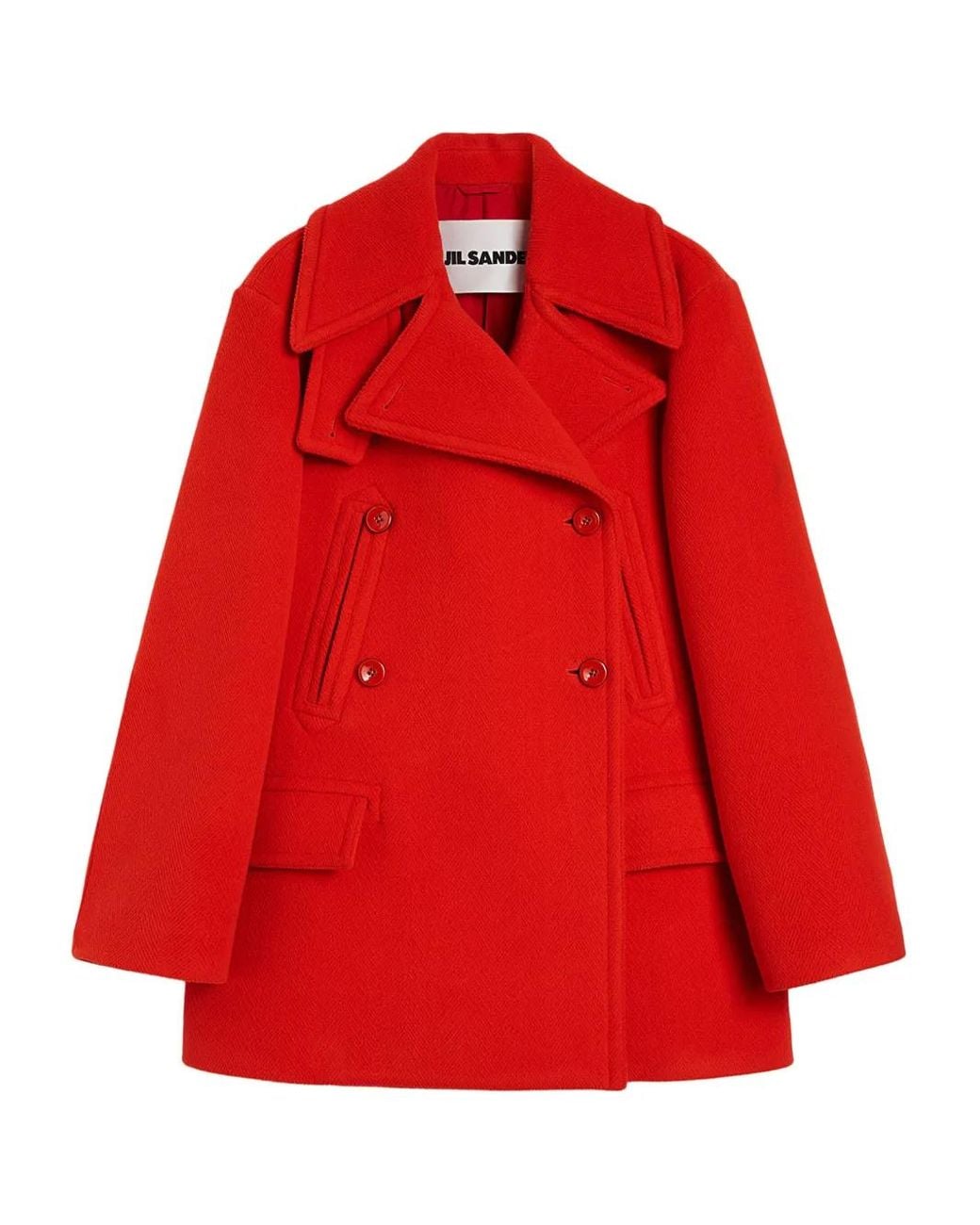 Jil Sander Red Wool Coat