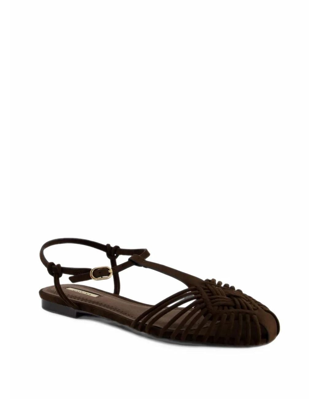Corina Brown Woven Caged Sandals