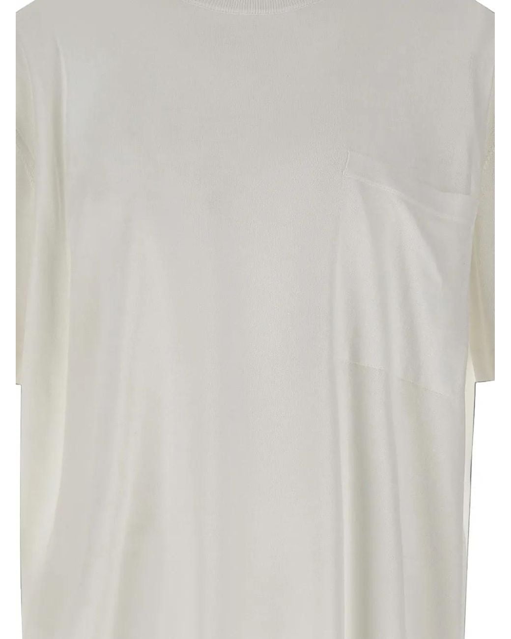 FILIPPO DE LAURENTIIS White Chest-Pocket Ribbed-Neck T-Shirt for men