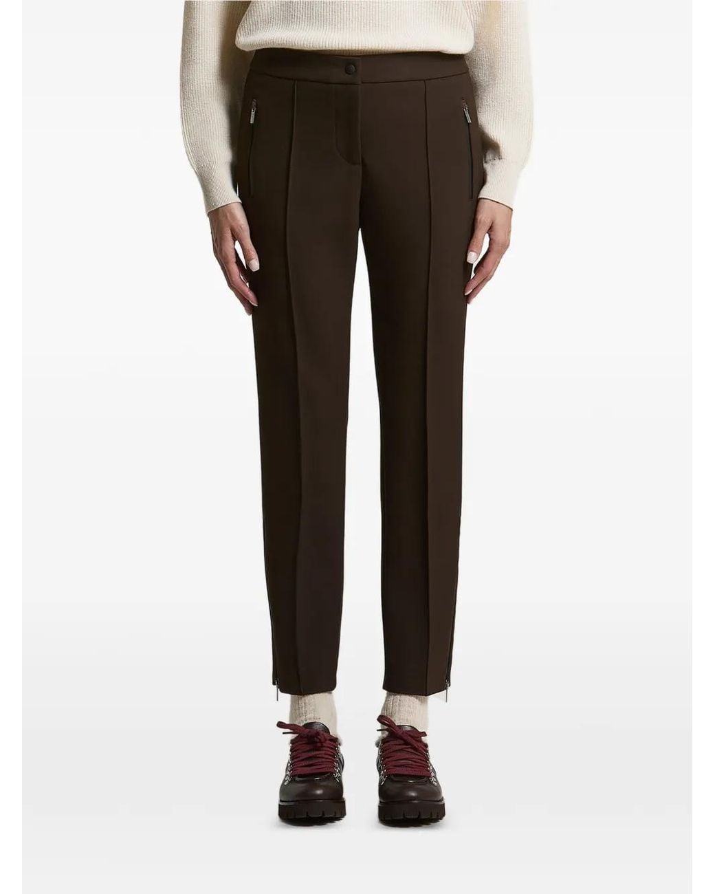 Peserico Brown Zip-Detail Tapered Trousers