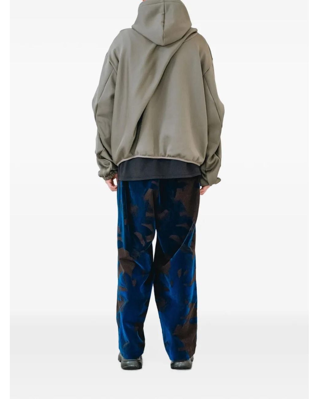 Yoshio Kubo Gray Sash Layered-Design Hoodie for men