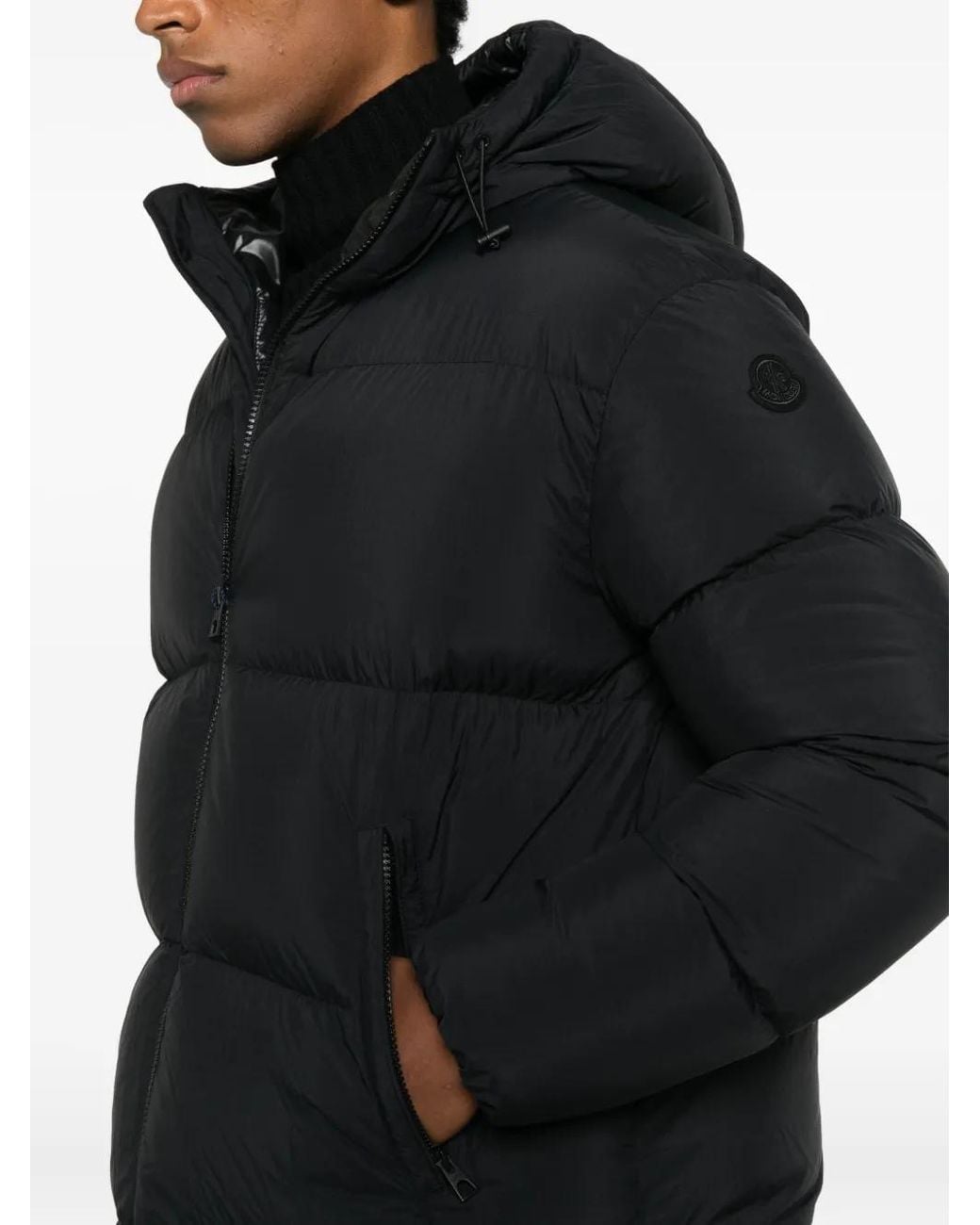 Moncler Black Meriera Hooded Zip-Up Puffer Jacket for men