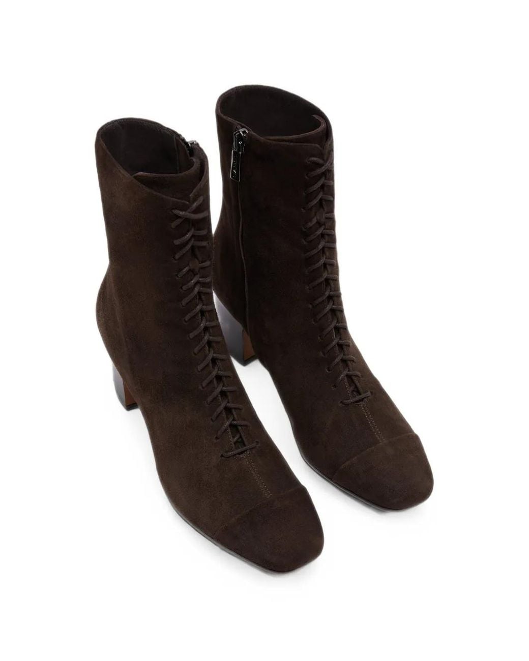 CAREL PARIS Black Colette Lace-Up Suede Ankle Boots