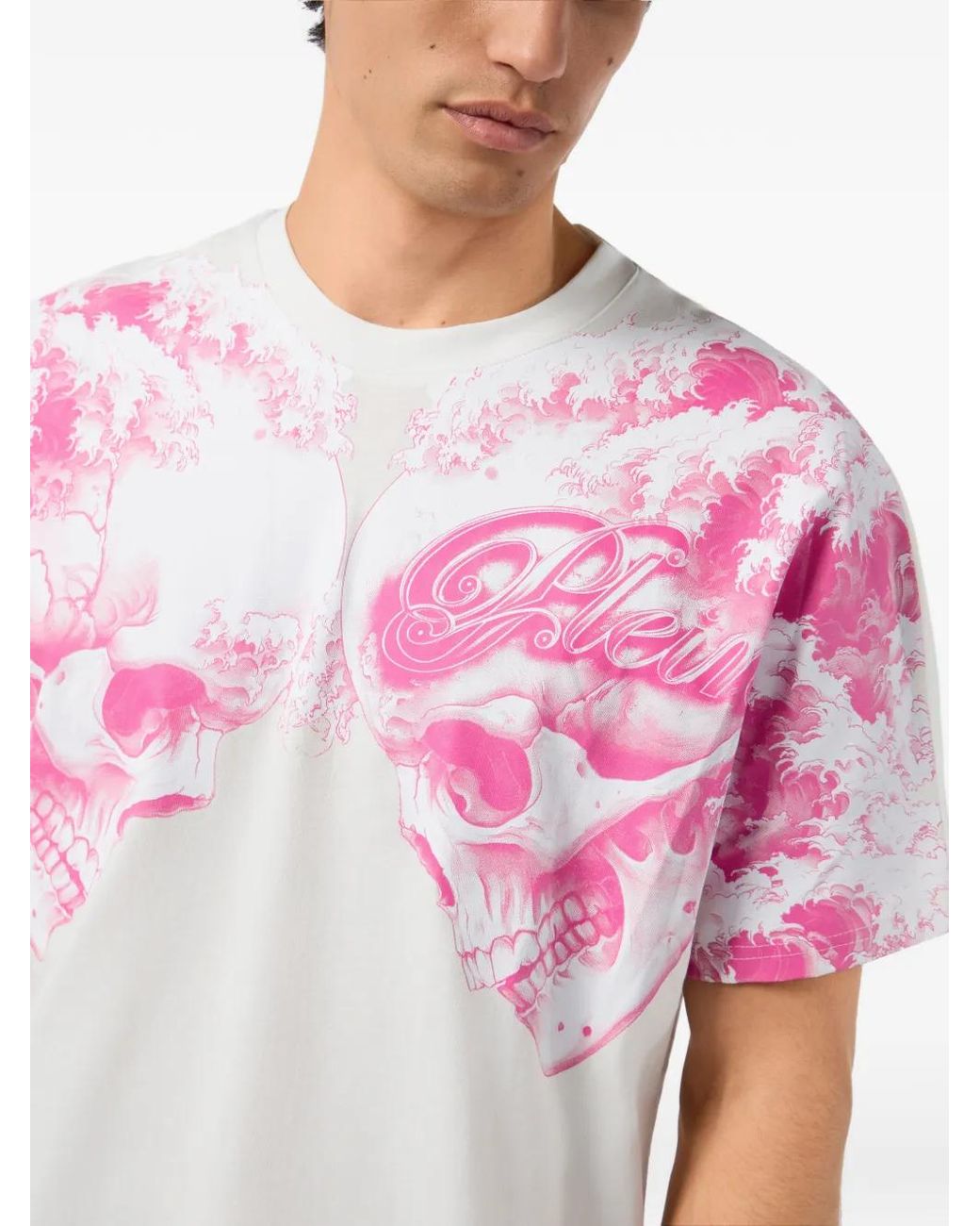 Philipp Plein Blue Skull-Print T-Shirt for men