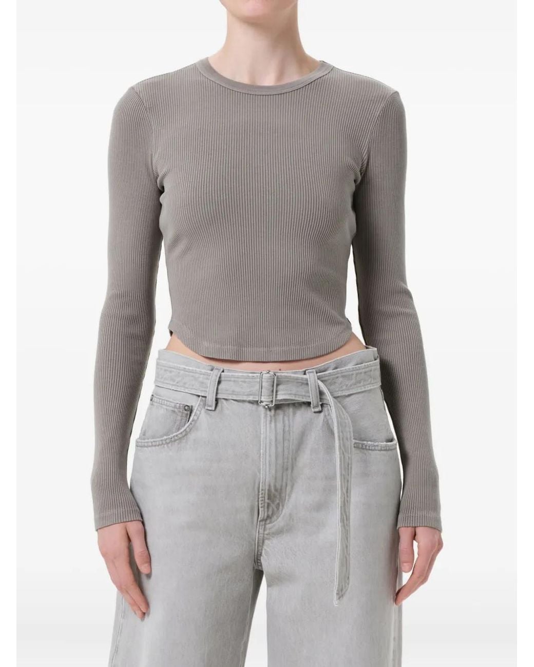 Agolde Gray Neema Ribbed T-Shirt