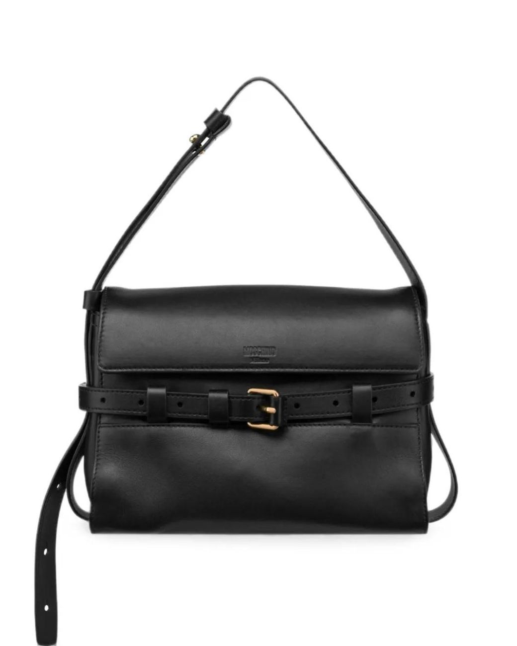 Moschino Black Tie Me Leather Shoulder Bag