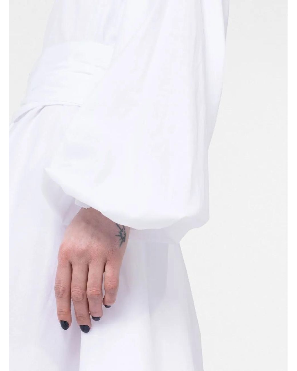 Alexandre Vauthier White Ruched-Detail Long-Sleeve Midi Dress