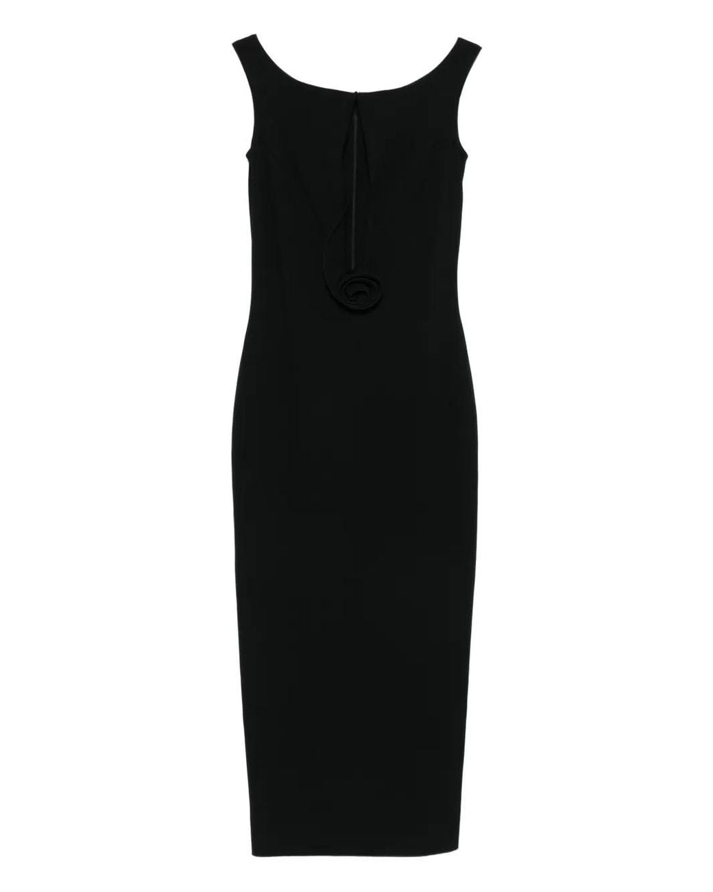 Magda Butrym Black Rosette-Detail Cut-Out Maxi Dress