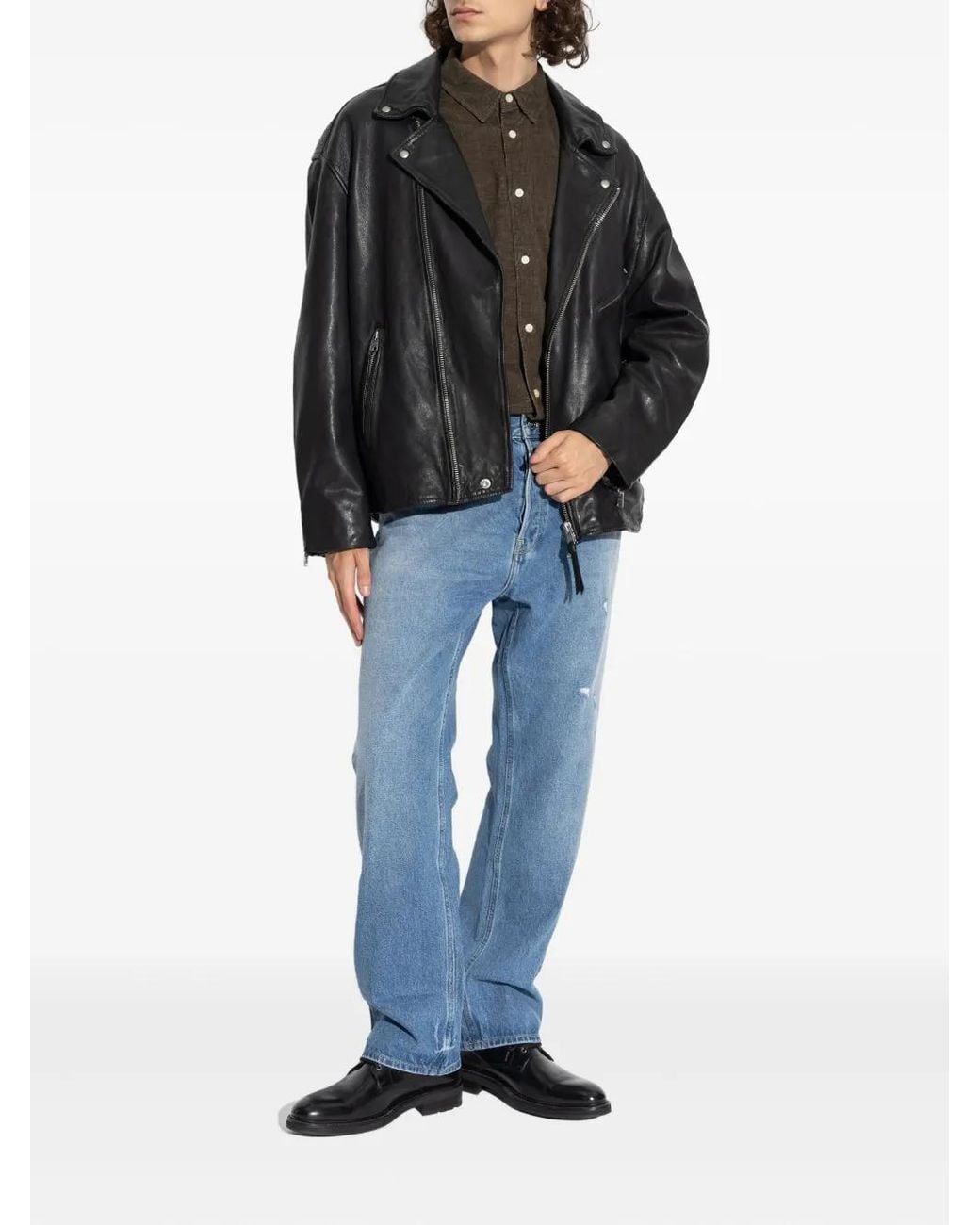 AllSaints Black Zip-Up Biker Jacket for men