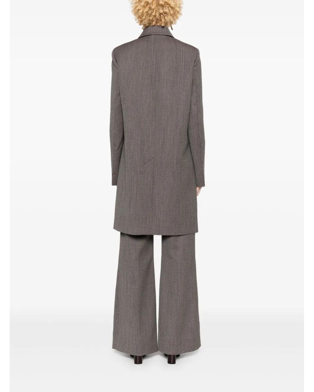Victoria Beckham Gray Jacquard Single-Breasted Coat