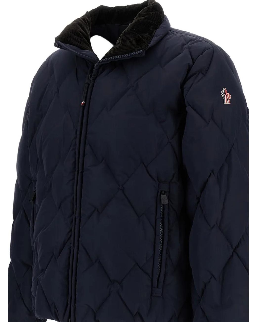 Moncler Blue Quilted High-Neck Jacket for men
