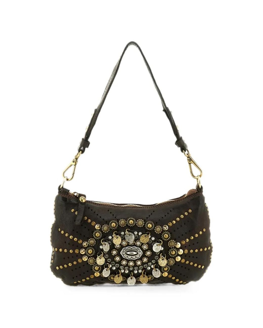 Campomaggi Metallic Teresa Stud-Embellished Leather Shoulder Bag