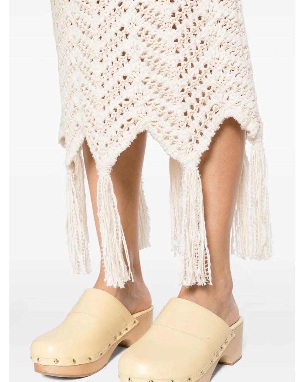 Alanui White Chevron-Knit Maxi Skirt
