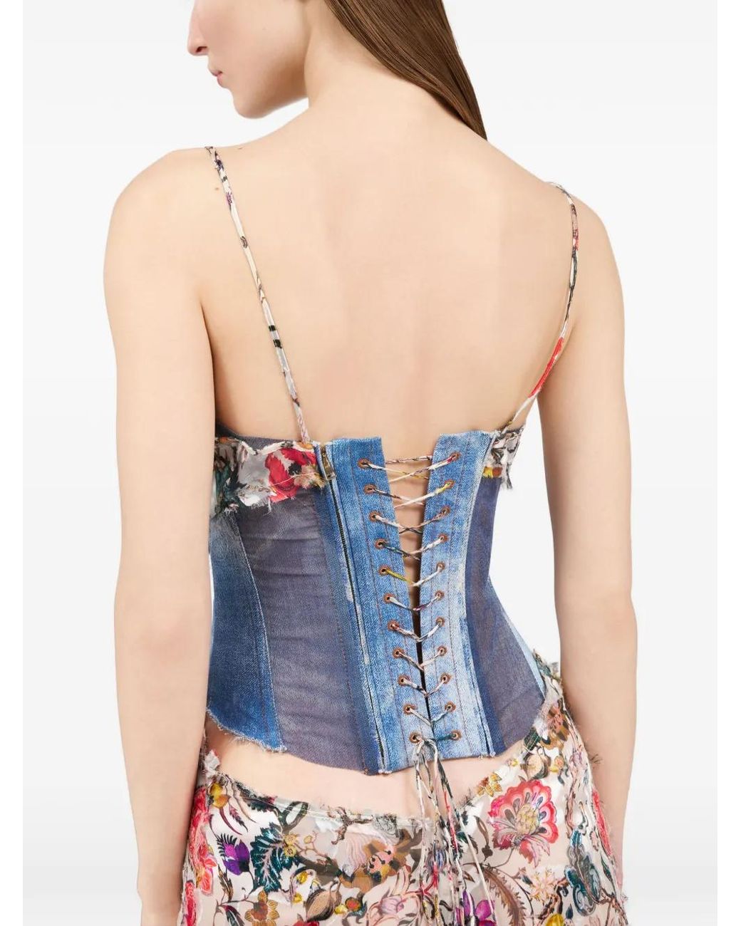 Roberto Cavalli White Floral Print Slip Dress