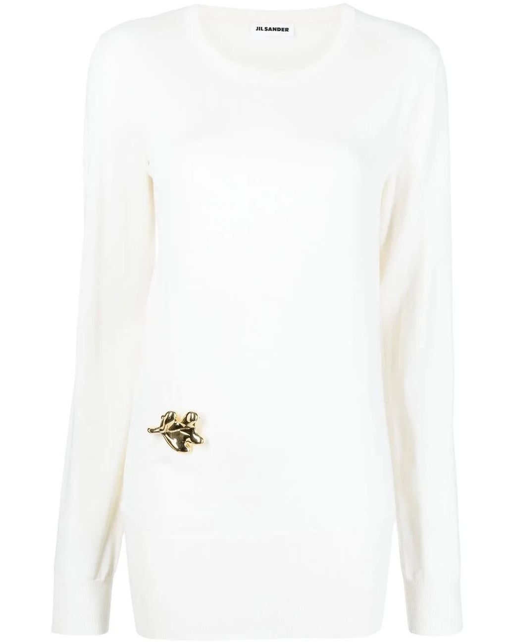 Jil Sander White Embellished Crew-Neck Jumper