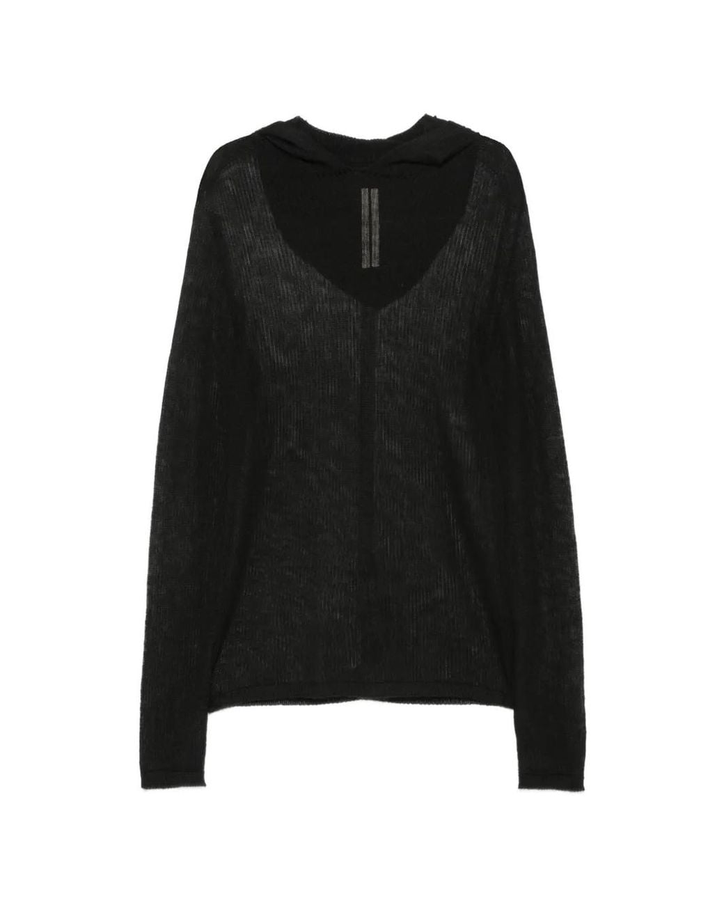 Rick Owens Black Hoodie À Effet De Transparence for men