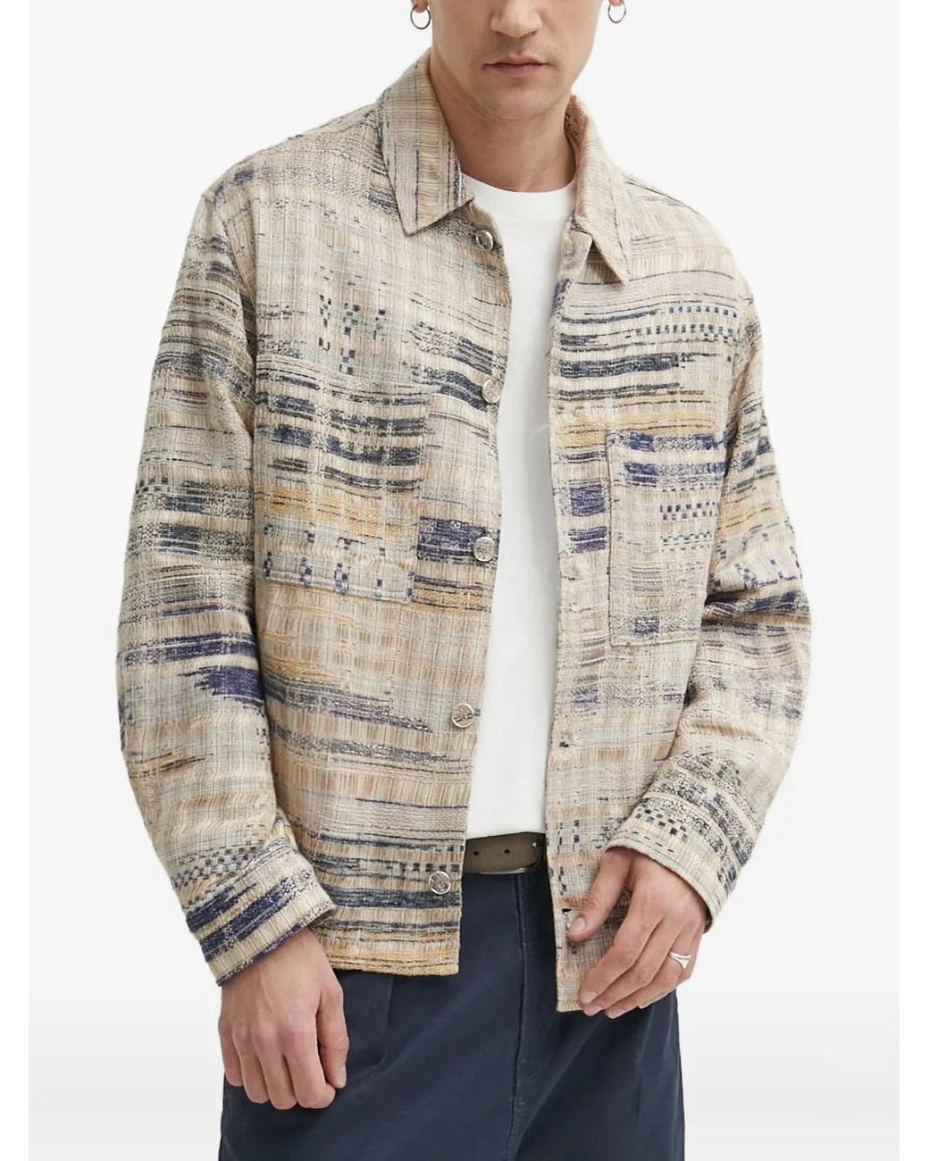 IRO Gray Oliver Button-Up Patterned Jacket for men