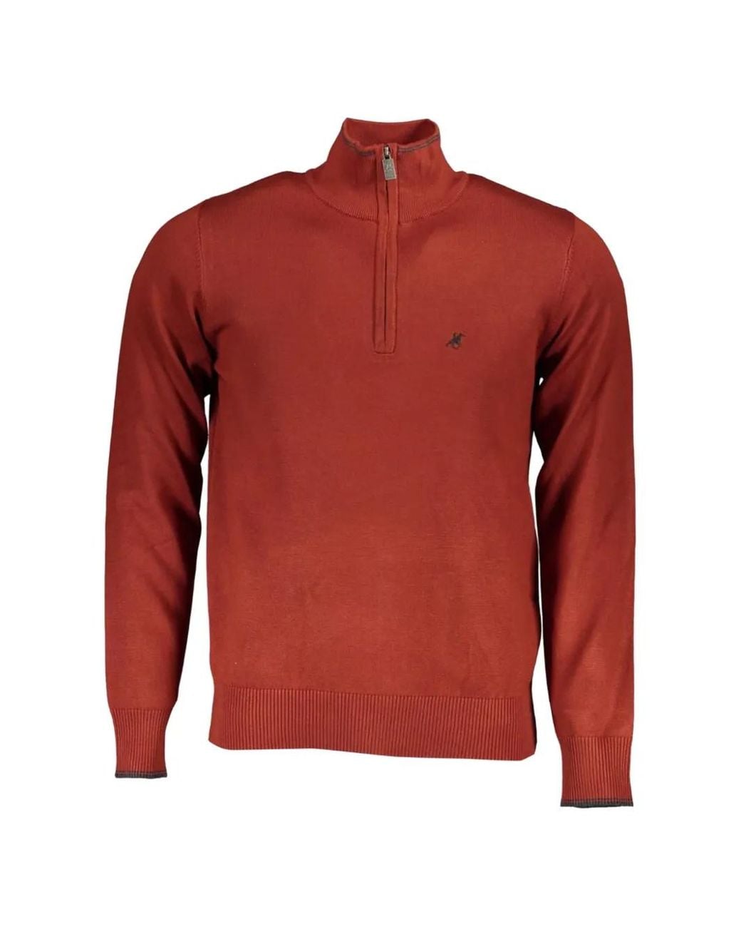 U.S. Grand Red Quarter-Zip Long-Sleeve Sweater for men