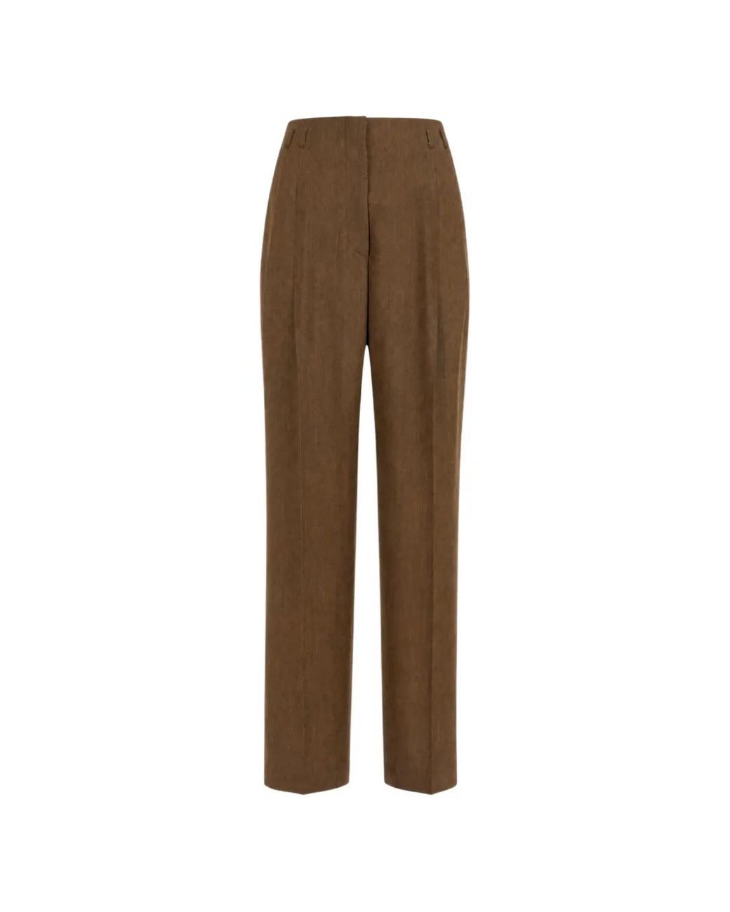 Alberta Ferretti Brown Pleated Belt-Loops Trousers