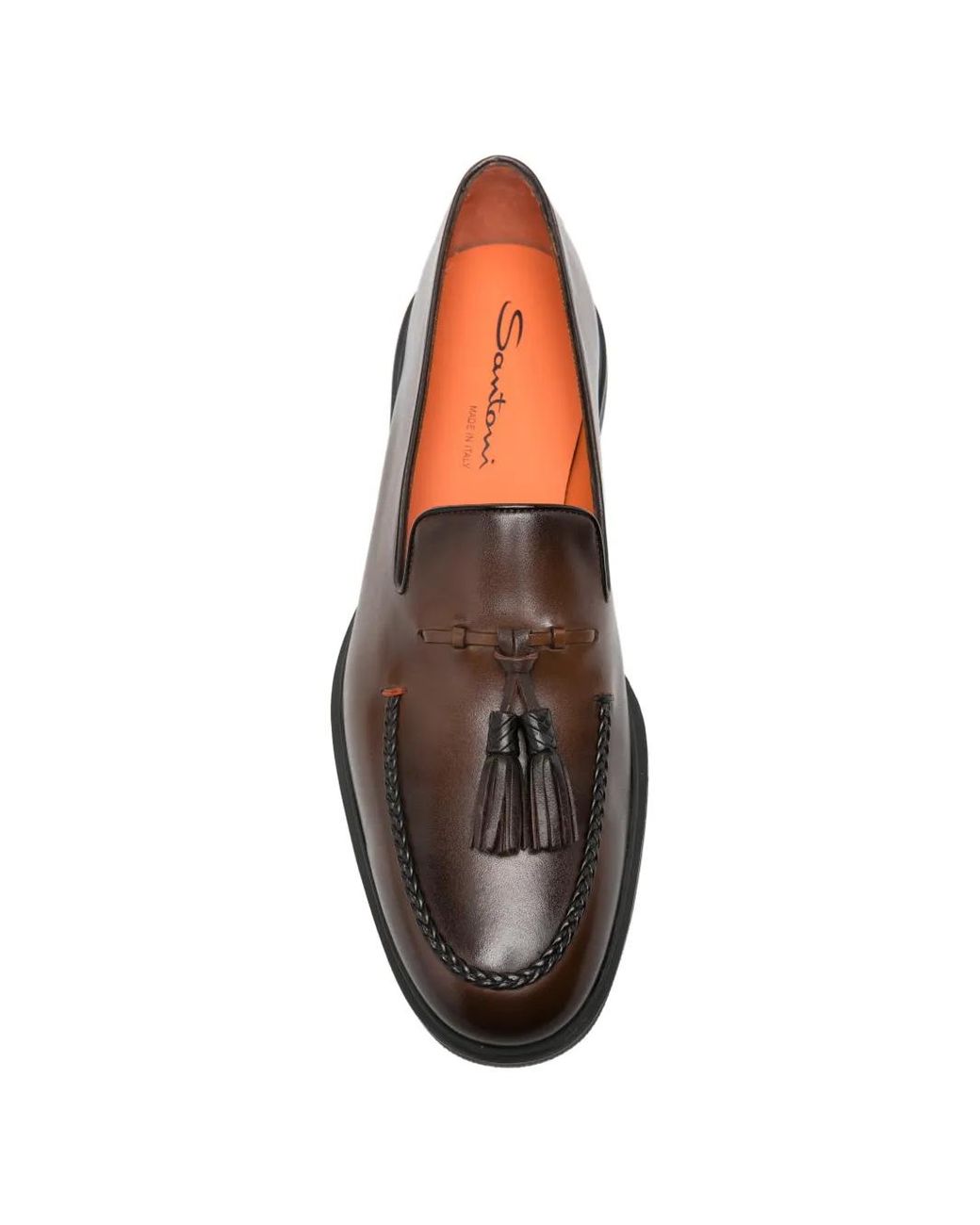 Santoni Brown Mocassins À Bords Tressés for men