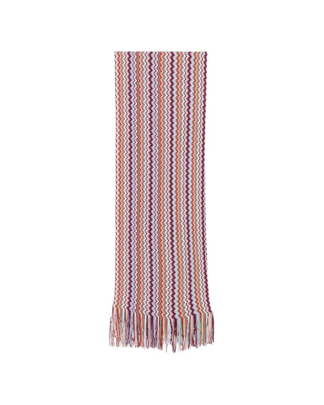 Missoni Purple Zig-Zag Pattern Fringed Scarf