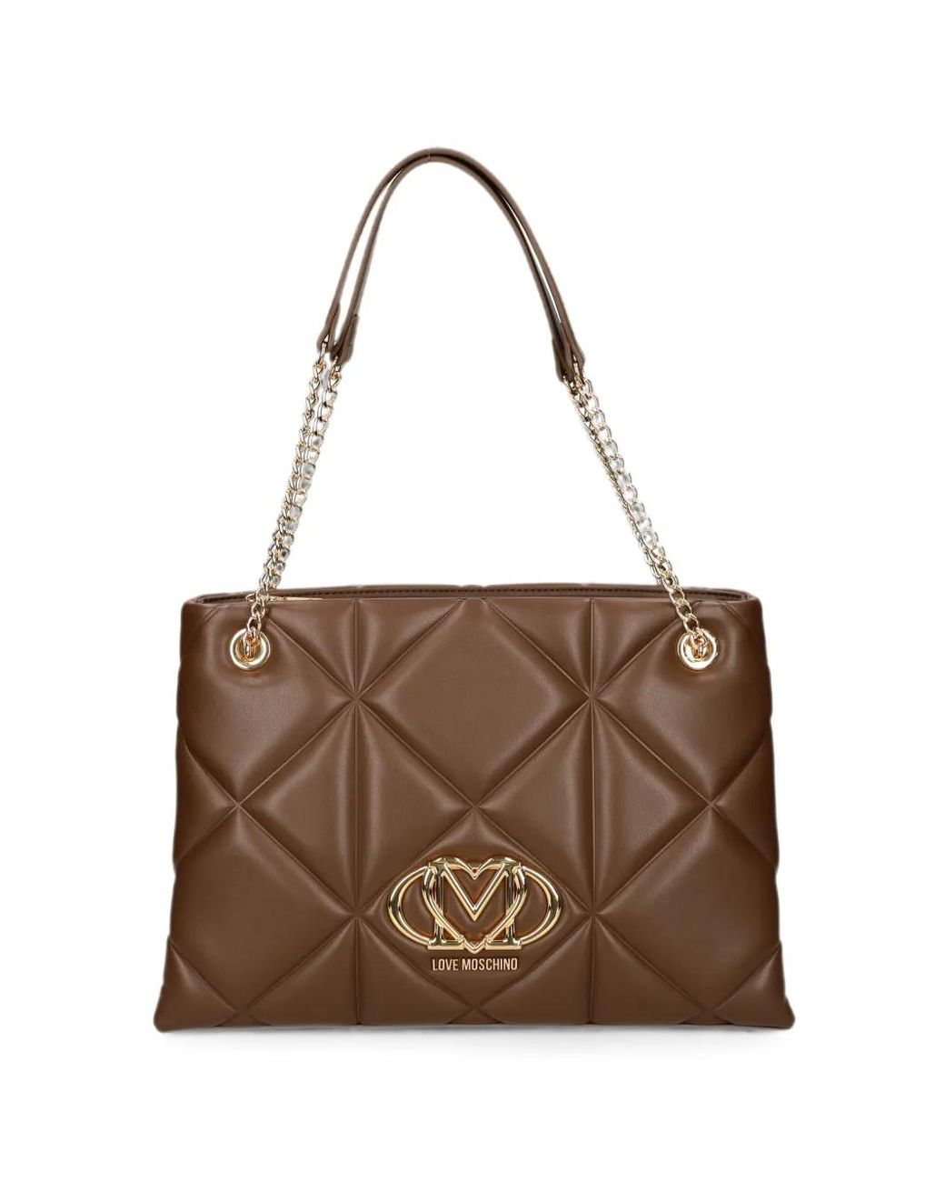 Love Moschino Brown Logo-Plaque Shoulder Bag