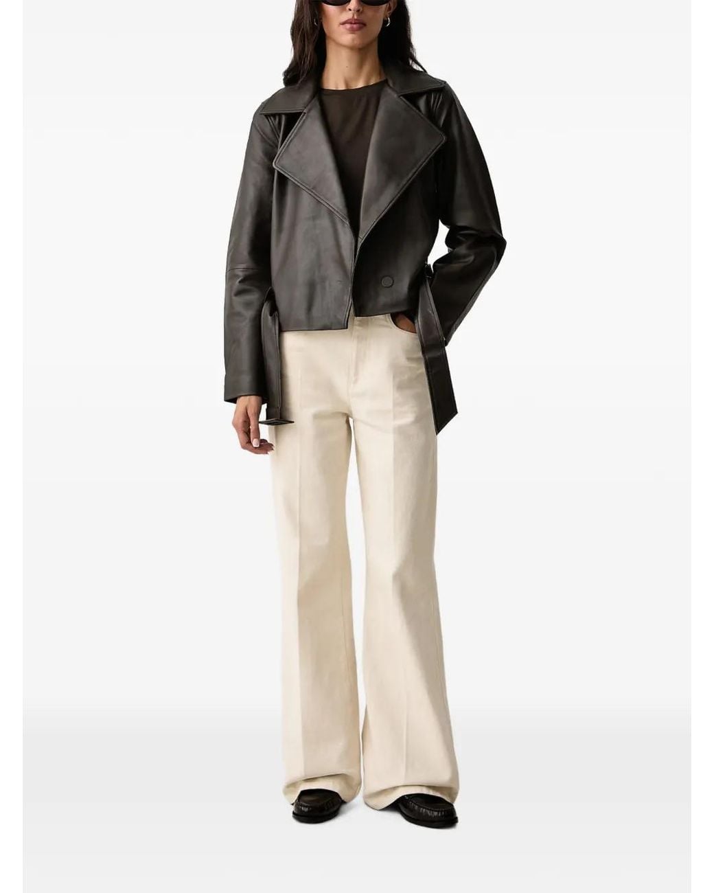 Mos Mosh Black Lasco Belted Leather Jacket