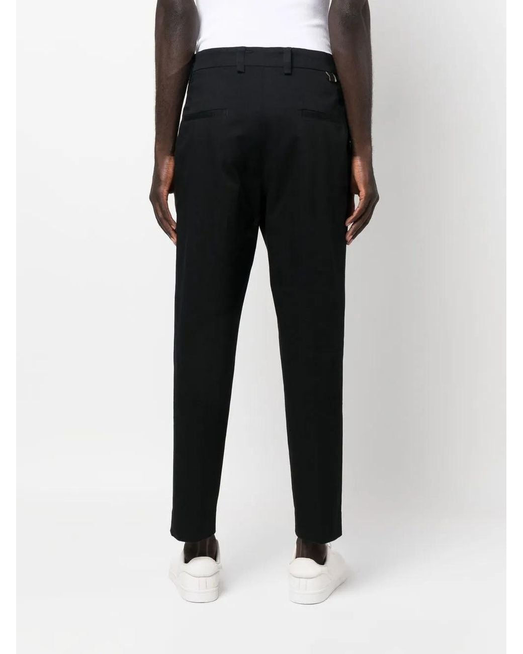 Low Brand Black Concealed-Front Fastening Trousers for men