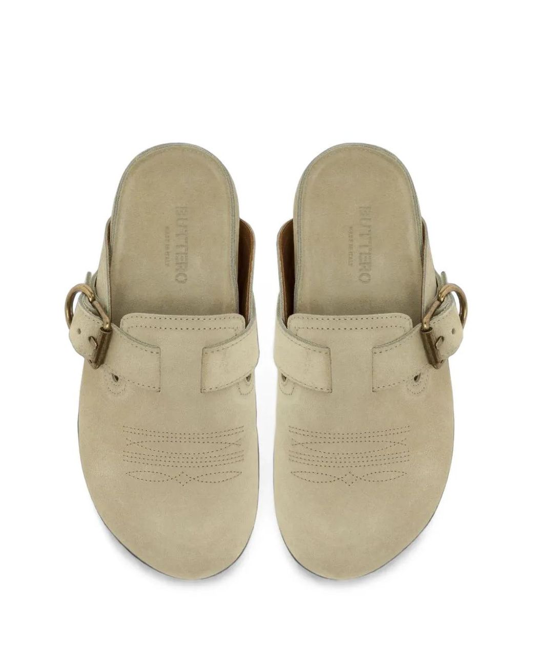 Buttero White Buckle-Strap Mules