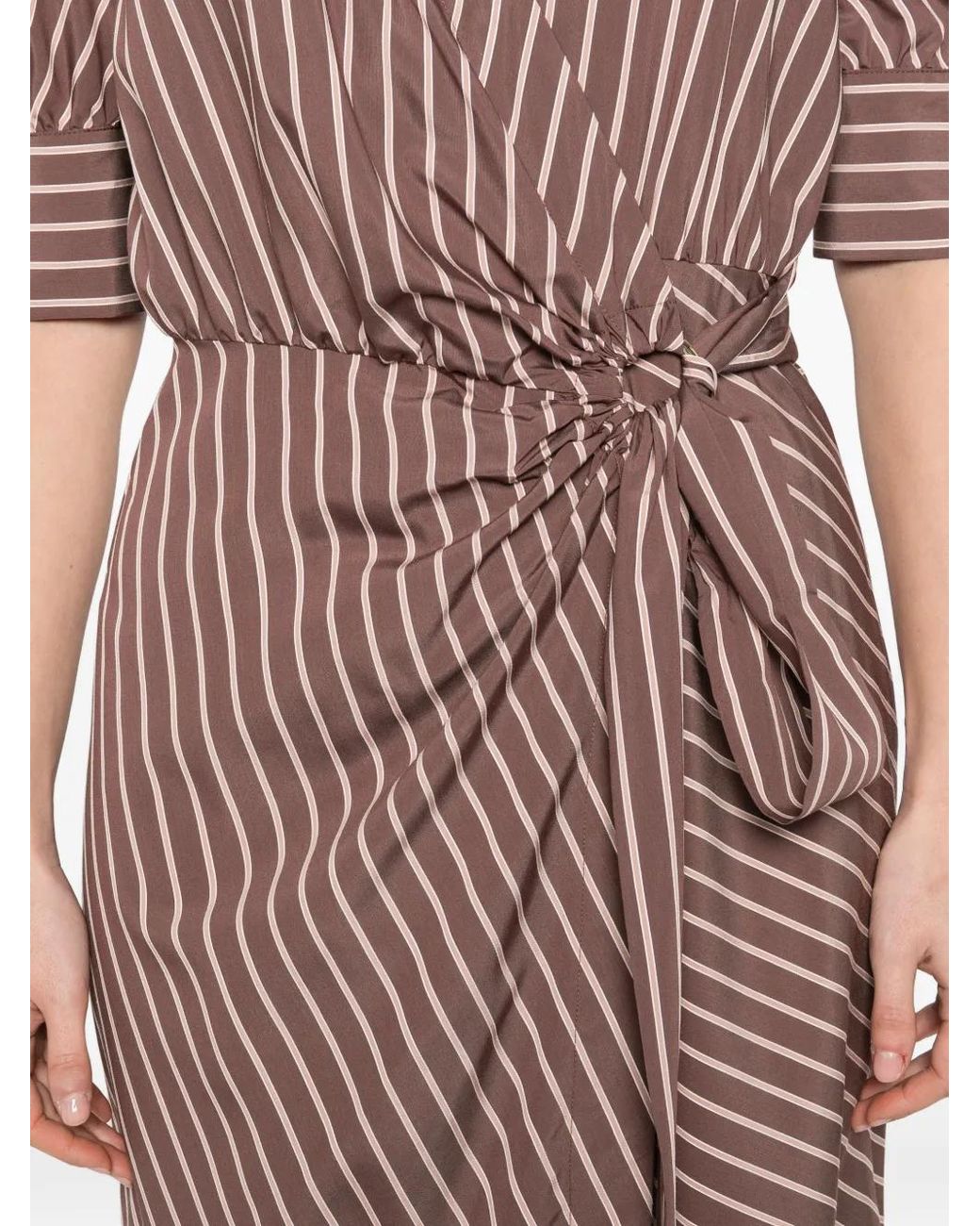 Pinko Pink Striped Open Collar Day Dress