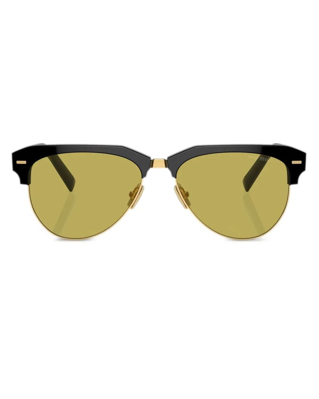 Miu Miu Black Logo-Lettering Navigator-Frame Sunglasses