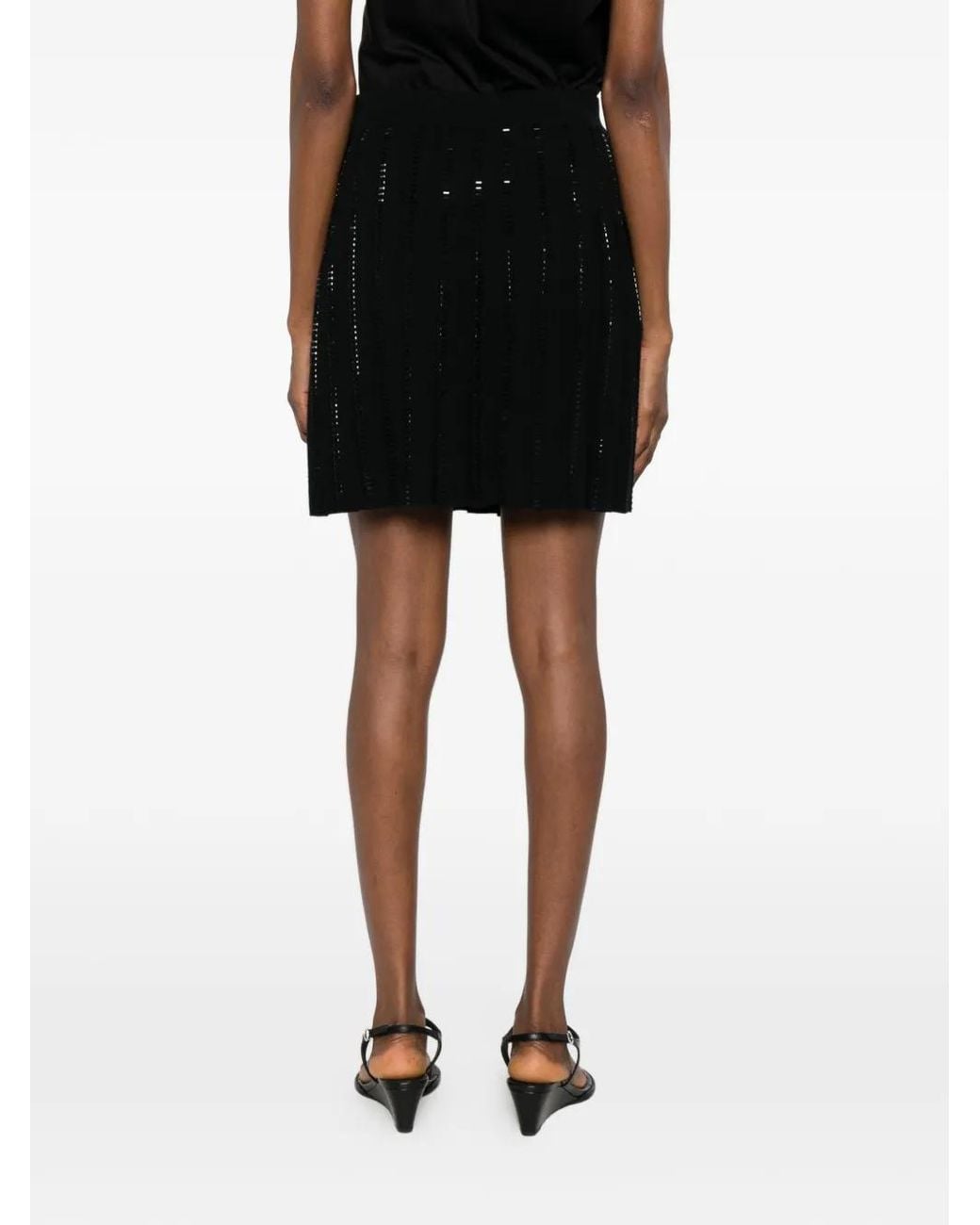Ermanno Scervino Black Minijupe Plissée À Sequins