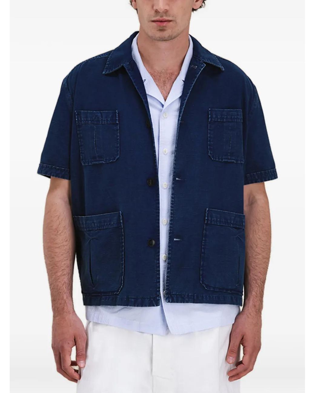Fortela Blue Pocket Denim Shirt for men