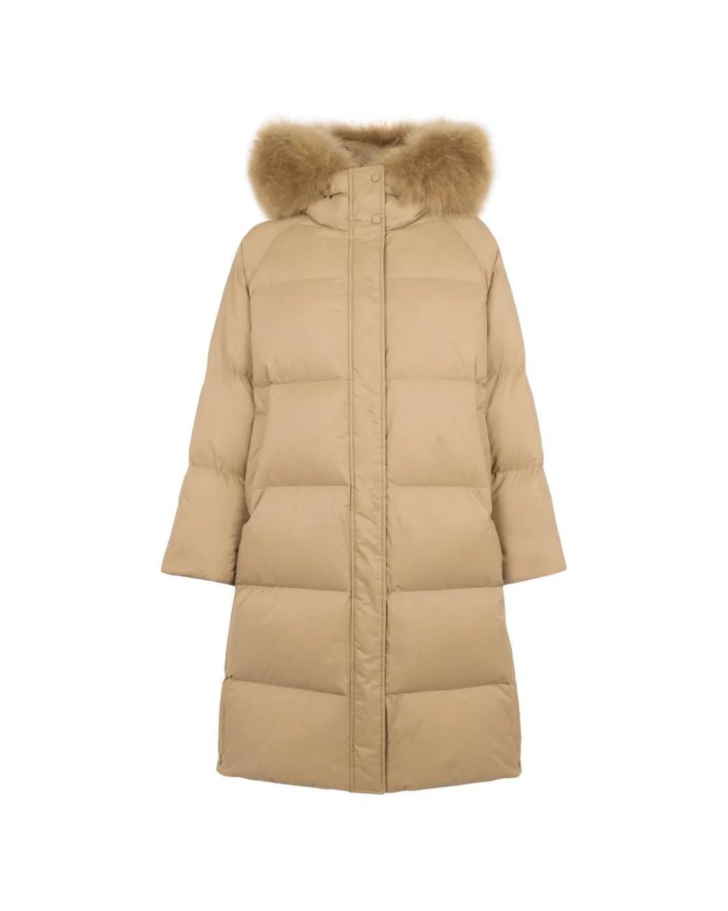 Yves Salomon Natural Fur-Trim Hooded Down Coat