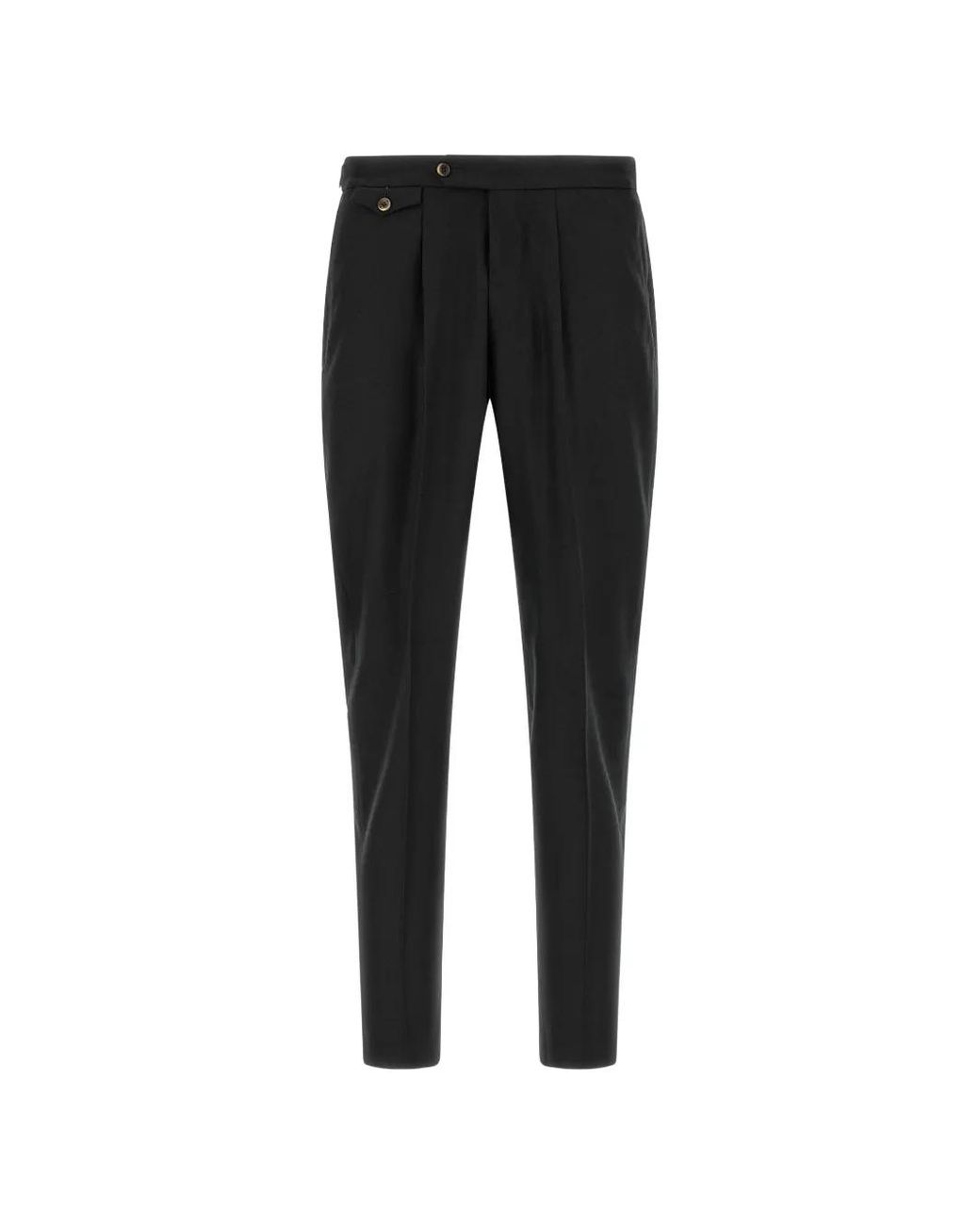 PT Torino Black Union Buckled-Waist Tapered Trousers for men