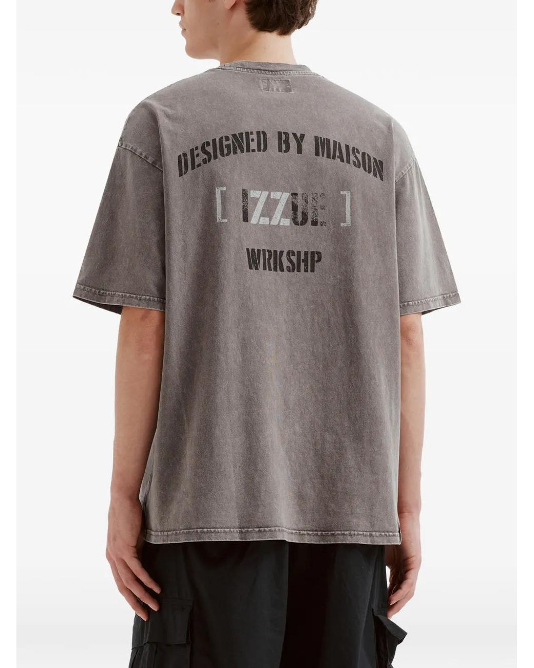 Izzue Gray Logo-Print T-Shirt for men